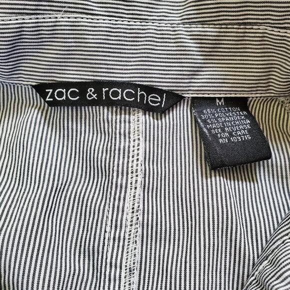 Zac & Rachel Striped 3/4 Sleeve Gray Button Down Shirt Size M - Picture 4 of 5